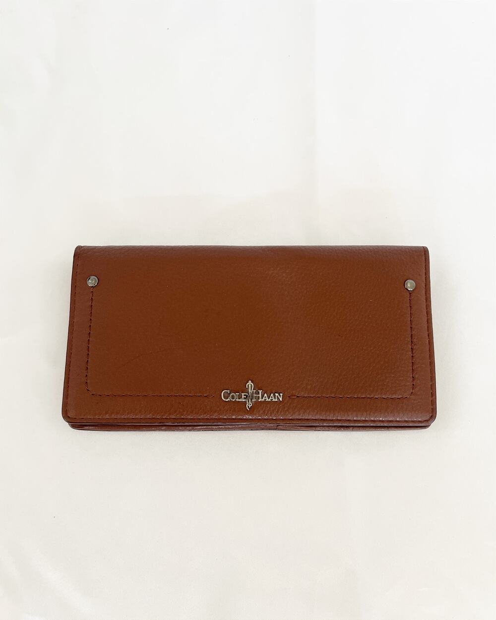 COLE HAAN B44623 Wallet Cognac Pebbled Leather Continental Organizer Vintage